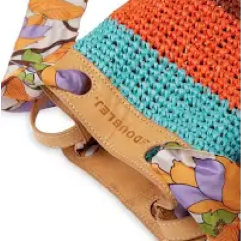 Double J Raffia/leather purse